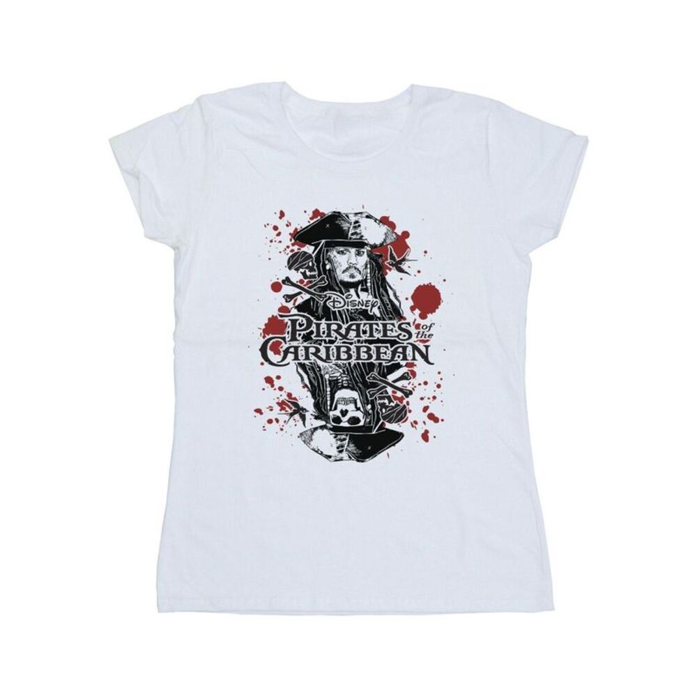 Pirates of the Caribbean Womens/Ladies Jack Sparrow Cotton T-Shirt / White
